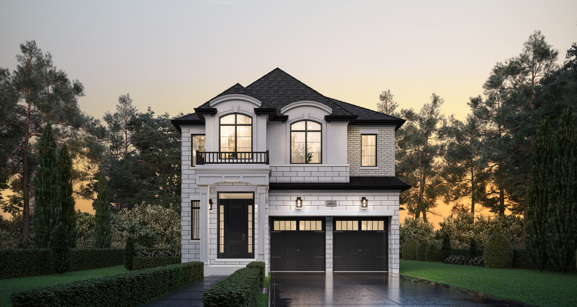 41' Detached elevation rendering by Hallett Homes at Rosemont Grove