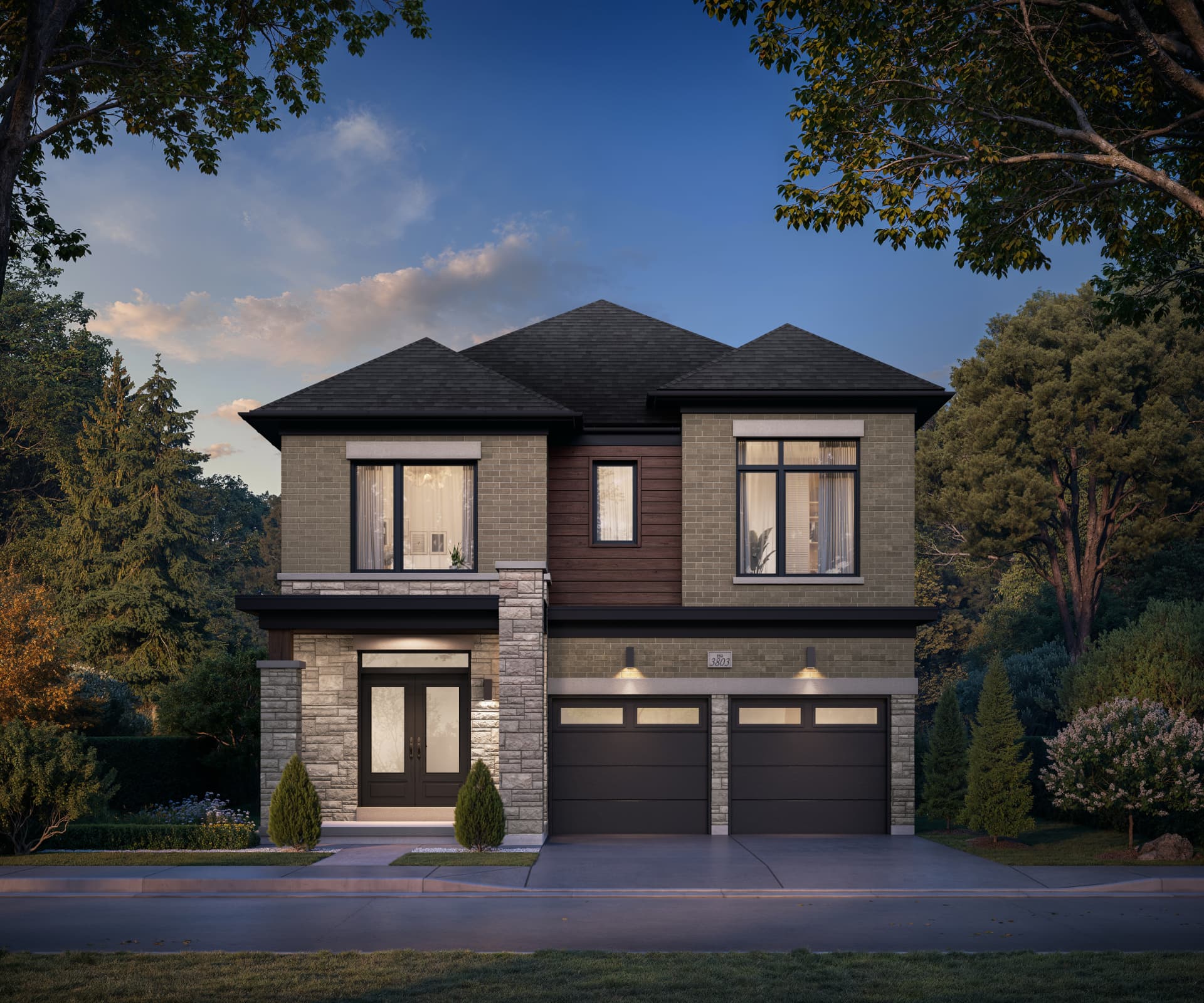 Detached home front elevation in Brampton's Bram West community
