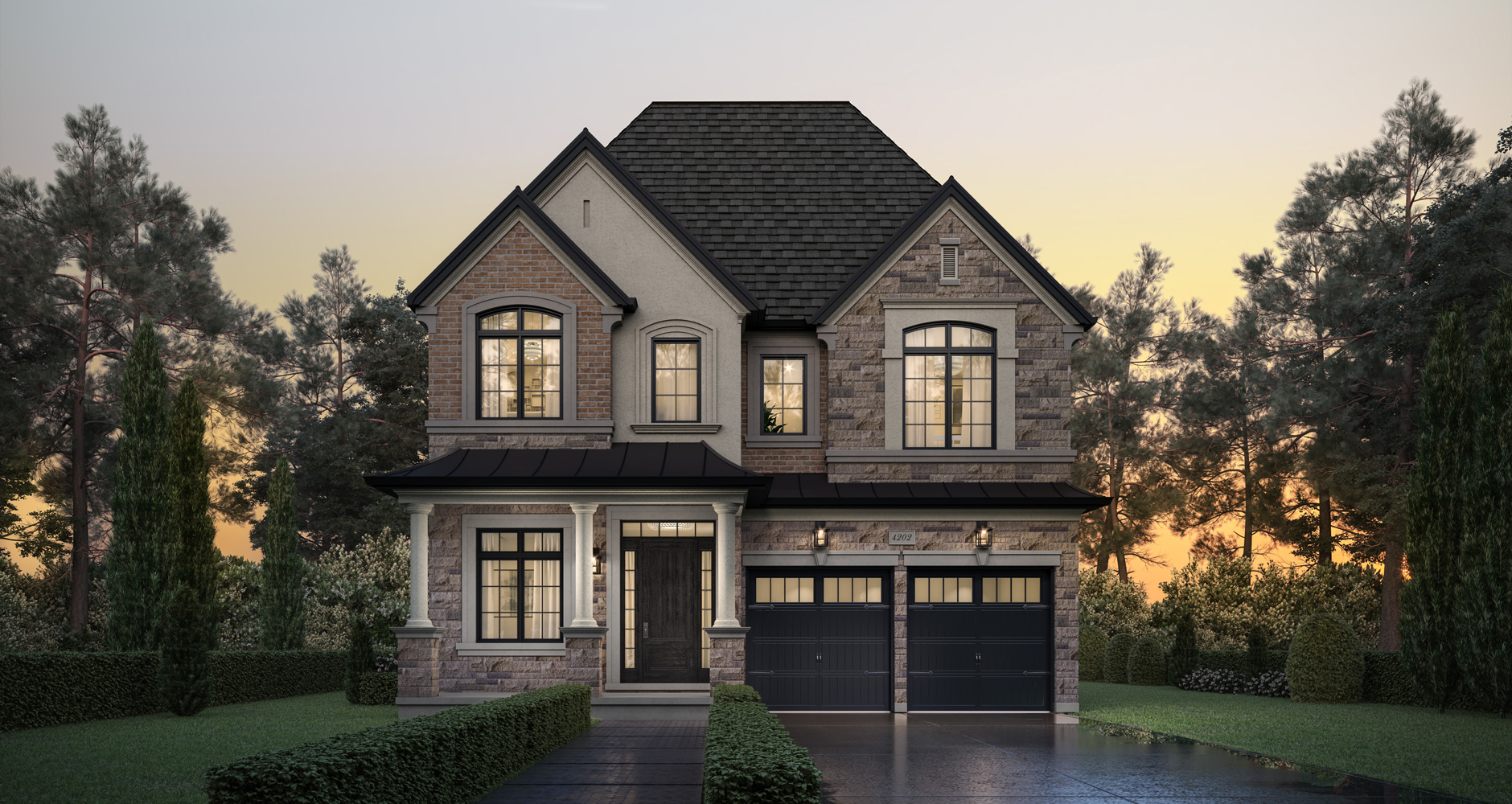 41' Detached elevation rendering by Hallett Homes at Rosemont Grove